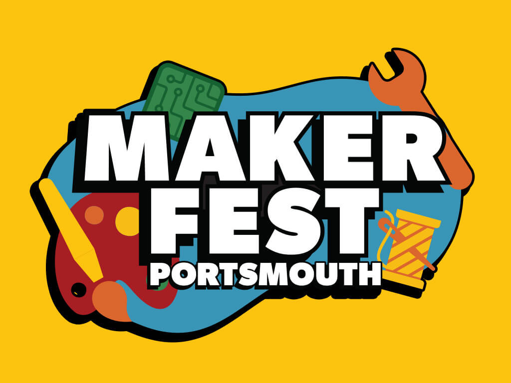 Makerfest Portsmouth logo against yellow background