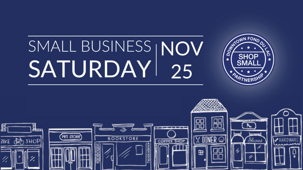 Shop Small Saturday logo blue with white lettering