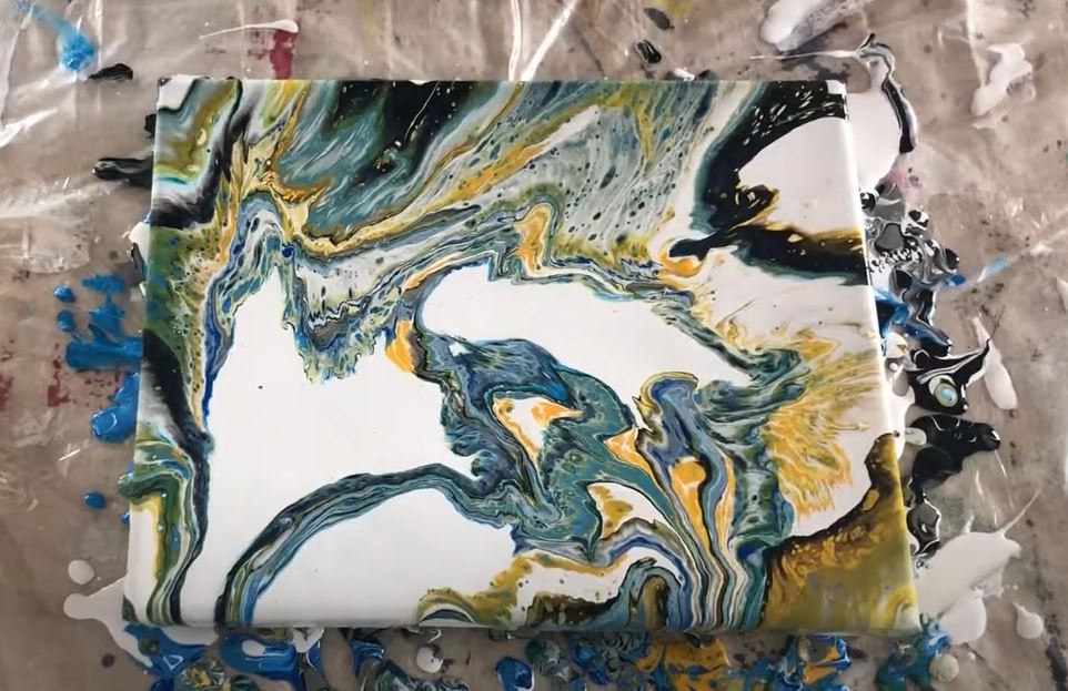 abstract pour painting earth tones