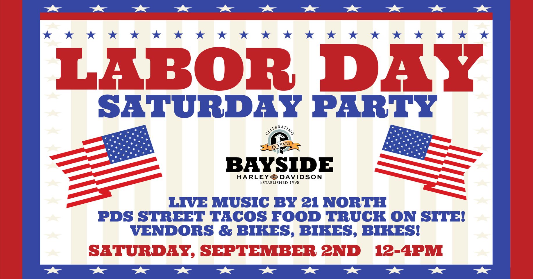 Bayside Harley Davidison Labor Day Event Poster