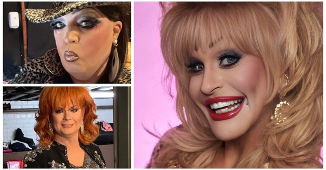 Drag performers aping Dolly, Reba, and Wynona