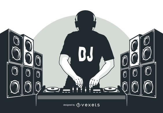 Illustration of DJ betwen speakers