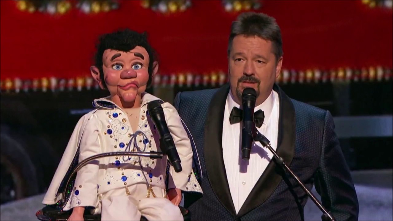 Terry Fator with Elvis ventriloquist dummmy