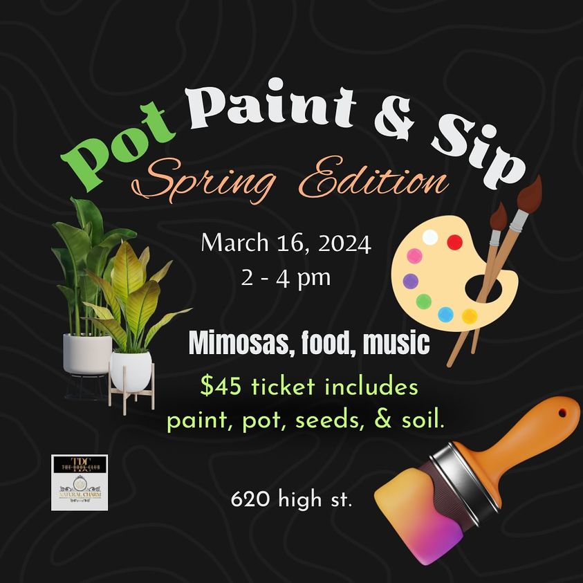 Pot paint and Sip at the Book Club on High event poster