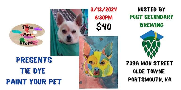 Art Workshop &#8211; Tie Dye Paint Your Pet At Post Secondary Brewing