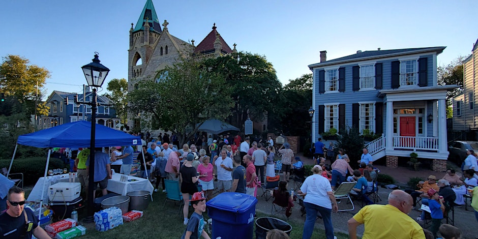 People at party on Washington Street in Olde Towne Portsmouth