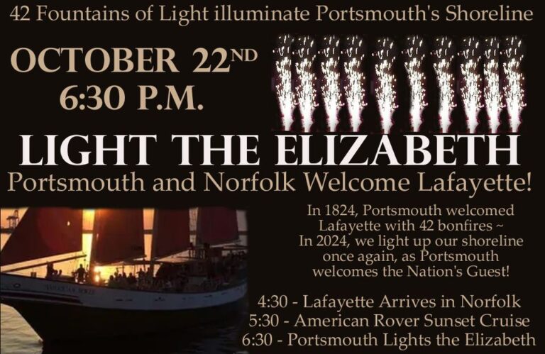 Lafayette &#8211; Light the Elizabeth &#8211; Portsmouth and Norfolk Welcome Lafayette