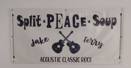 Banner with Band's name, two guitars