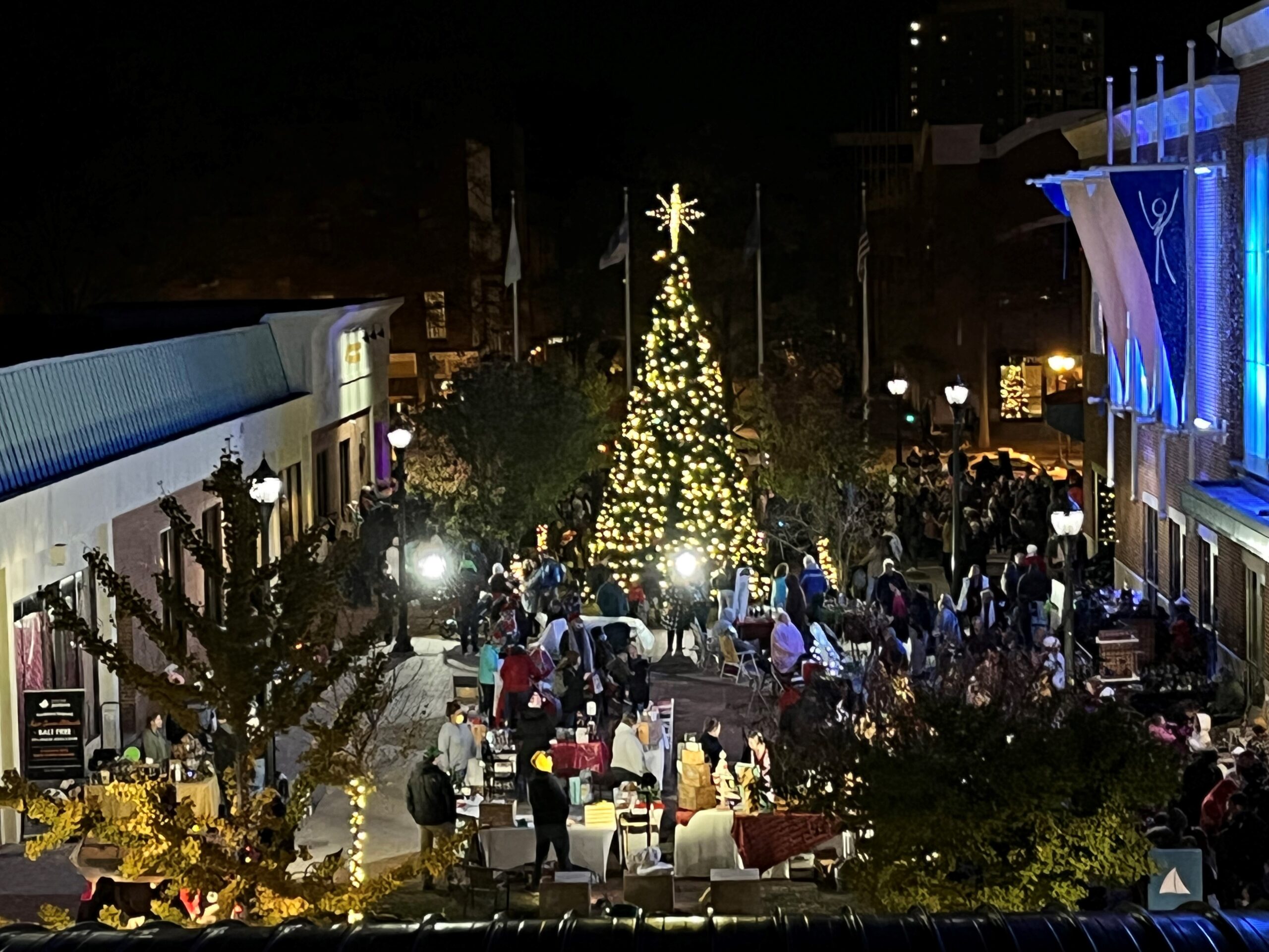 Middle St Mall with Tree Lit