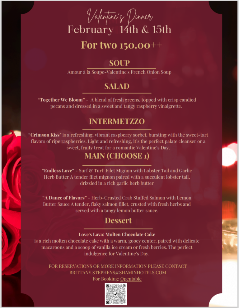 Valentine&#8217;s Dinner for Two at The Crawford Restaurant